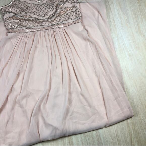 Adrianna Papell Blush Beaded Chiffon Gown Bridesmaid Elegant Romantic Dress 6 - Picture 2 of 11